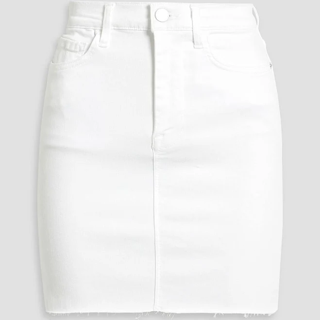 FRAME Frayed denim mini skirt - Women - White Skirts - 1