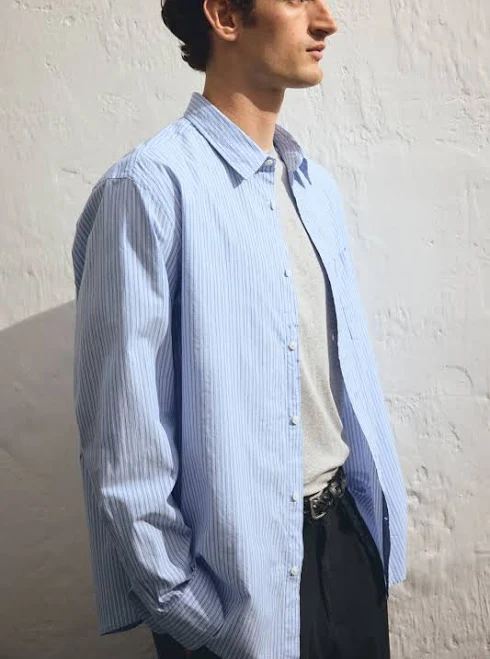 H&M Men's Loose-Fit Striped Poplin Shirt