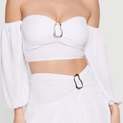 Women's Off The Shoulder Balloon Sleeve Crop Top