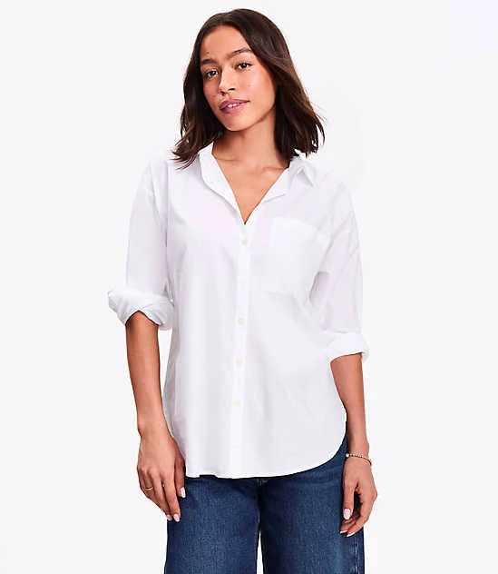 Women's Loft Cotton Blend Everyday Oversized Pocket Shirt