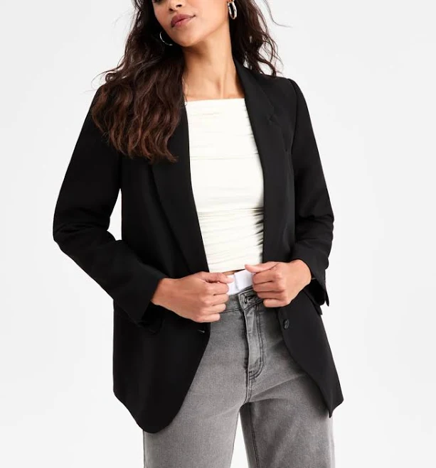 Bar III Women's Oversized Crepe Blazer