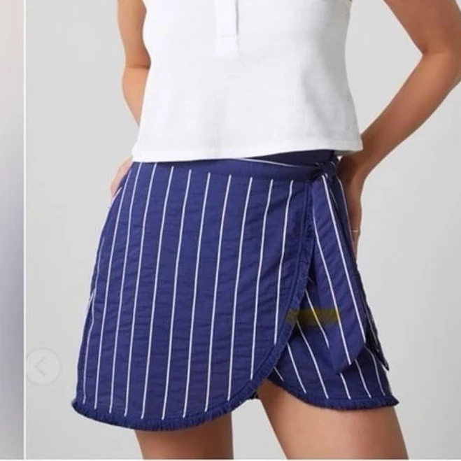Francesca's Collections New Francesca's Jasper Navy And White Striped Wrap Mini Skirt - New Women | Color: Blue | Size: S