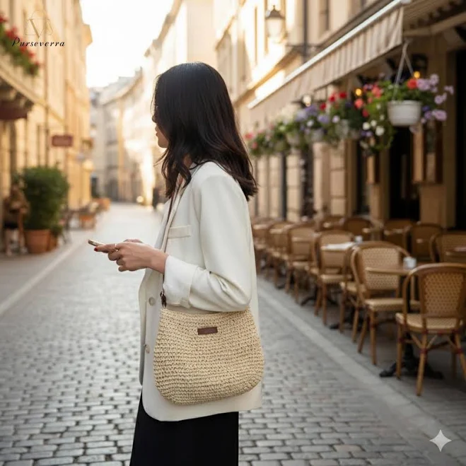 Woven Straw Crossbody Bag