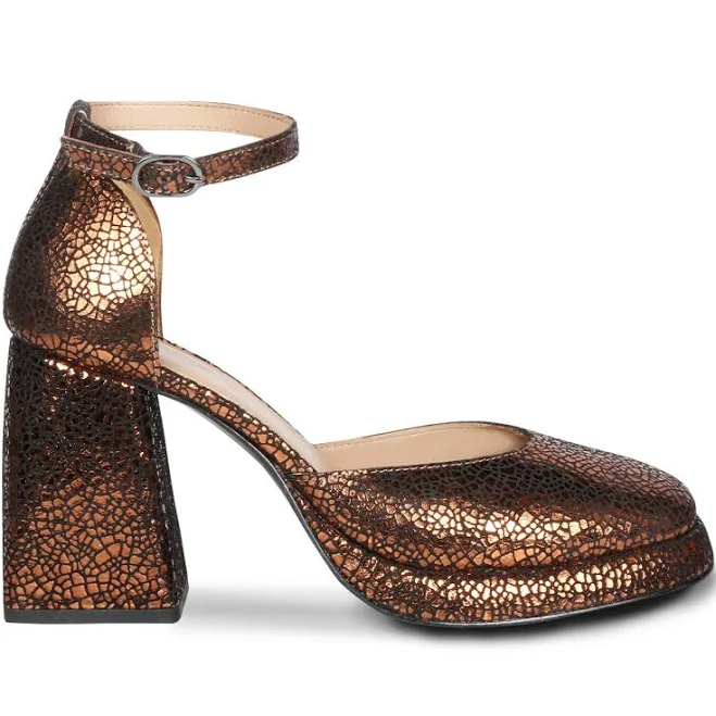 Saint Emma Metallic Bronze Leather Block Heels