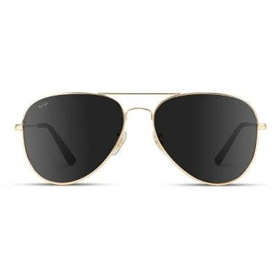 WMP Eyewear Classic Pilot Style Polarized Aviator Sunglasses - Gold Frame/Black Lens