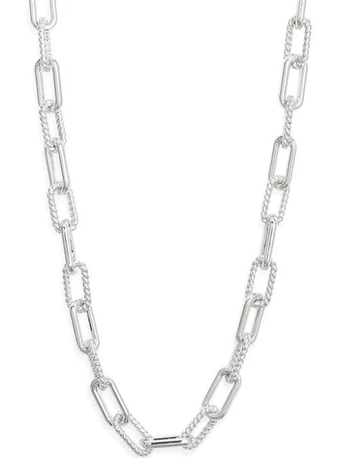 Nordstrom Textured Silver Chain Link Necklace