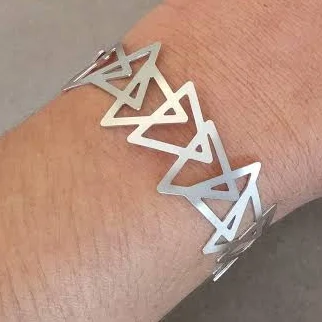Geometric Triangle Silver Cuff Bracelet