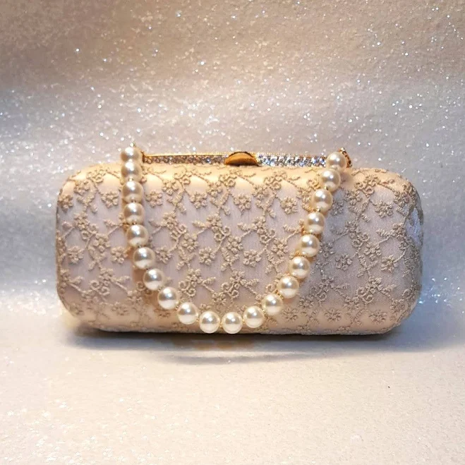 Embroidered Satin Clutch Bag