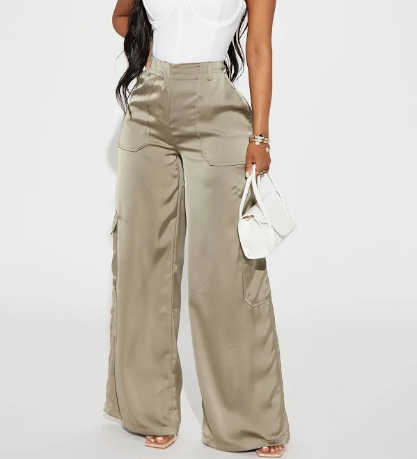 Fashion Nova Pretty Girl Satin Cargo Pants