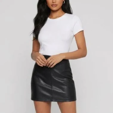 Faux Leather High Waisted Mini Skirt