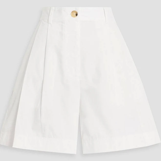 Toteme Pleated cotton-poplin shorts - Women - Ecru Shorts - EU 32