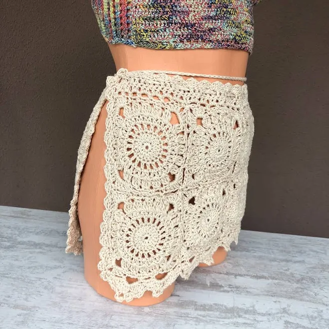 Hand-Knitted Crochet Mini Skirt