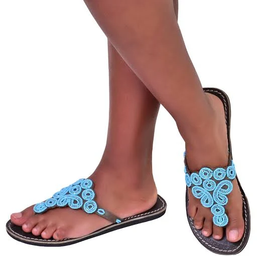 Masai Leather Beaded Sandals