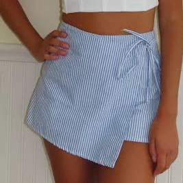 Coastal Breeze Striped Wrap Mini Skort