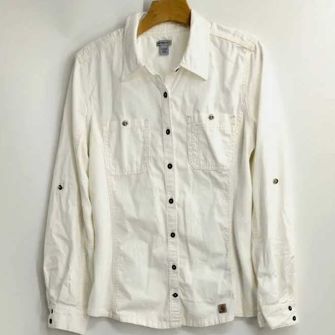 Carhartt Womens Shirt Cream Rugged Flex Long Sleeve Roll Tab Work