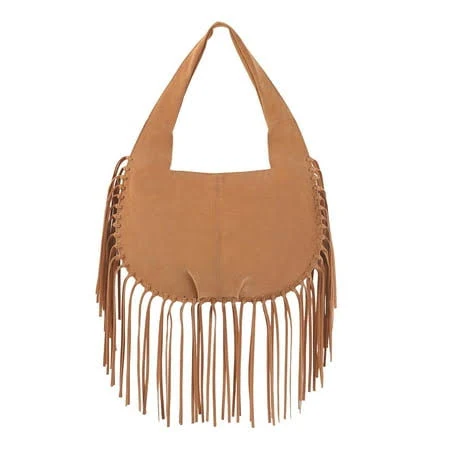Hde Women's Faux Suede Leather Bag with Fringe