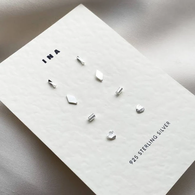 Tiny Sterling Silver Stud Earring Set