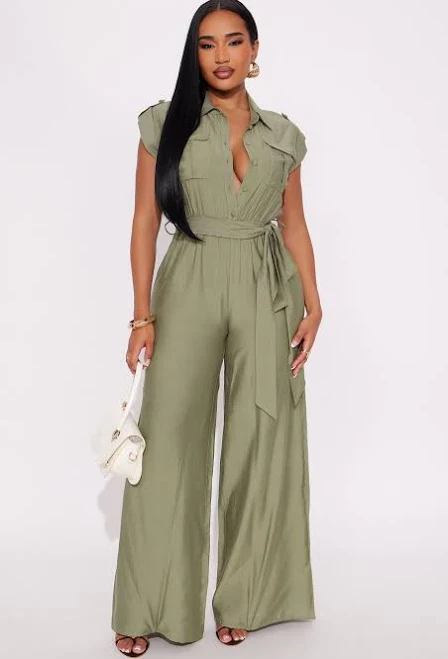 Fashion Nova Valentina Linen Wide Leg Jumpsuit