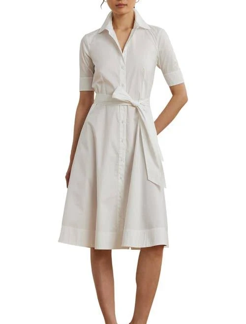 Lauren Women's Ralph Lauren Belted Cotton-Blend Shirtdress
