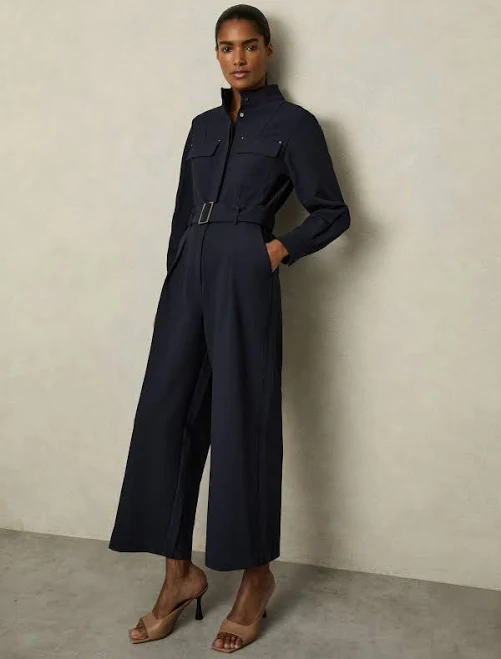 Reiss Women's Kaia Tailored Wide Leg Stretch-Woven Jumpsuit