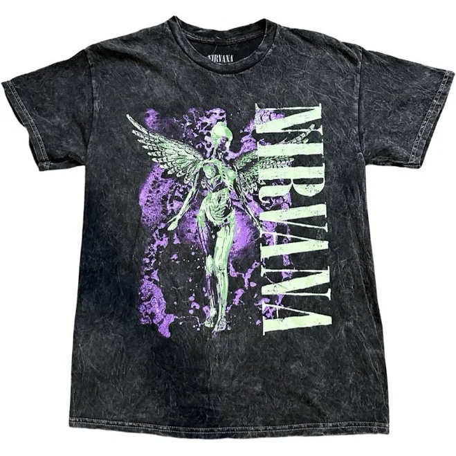 Nirvana In Utero Washed Black Graphic Tee Size Medium