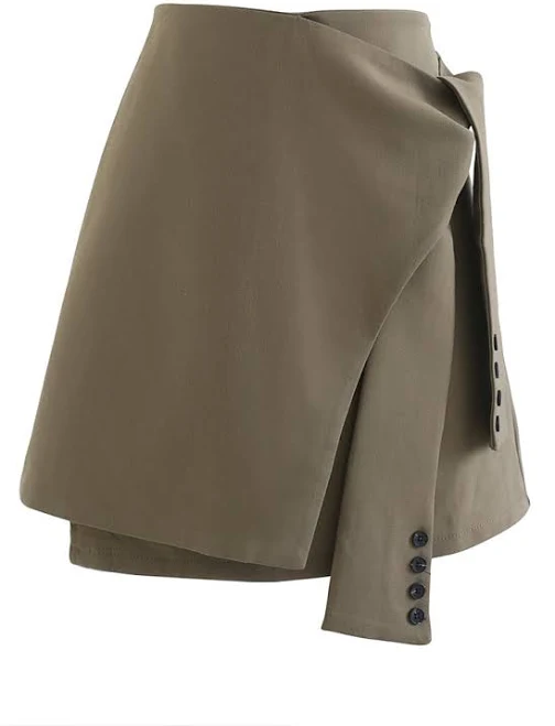 Tie Waist Flap Front Mini Skirt