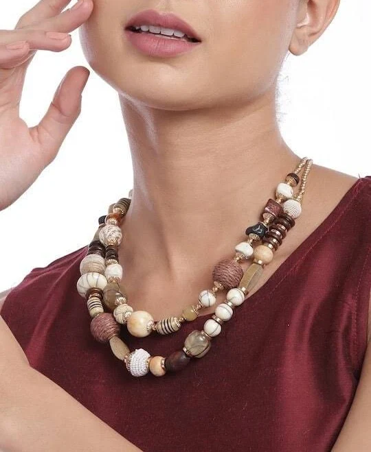 Beach Stone Beaded Statement Necklace