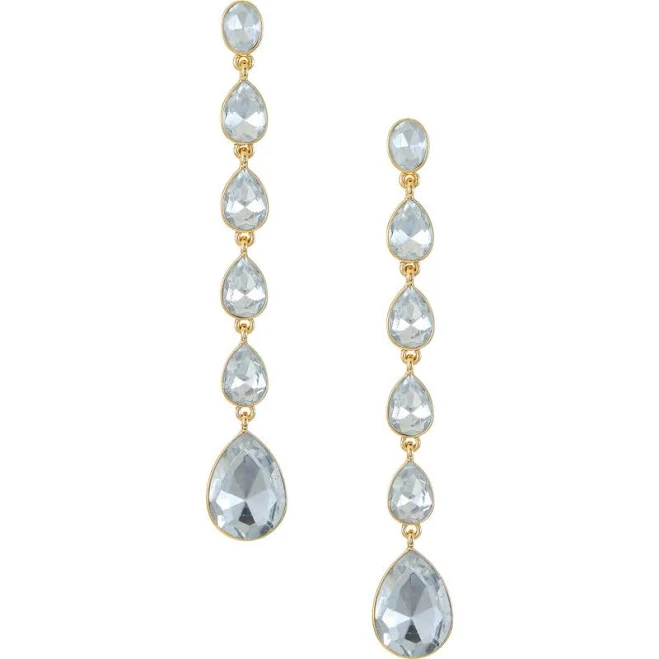 Ettika Teardrop Crystal Linear Earrings