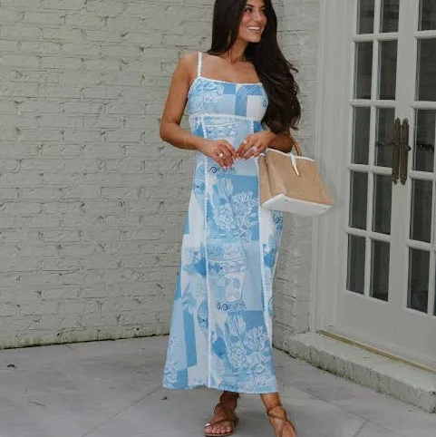 Mosaic Linen Midi Dress