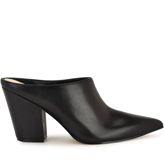 Nine West Women's Amini Pointed Toe High Block Heel Mules