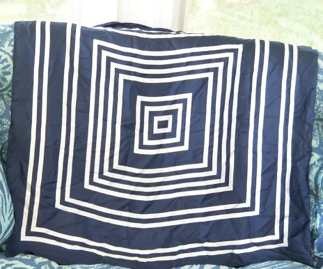 Talbot's Silk Scarf: Elegant Navy & White Geometric Print, UNUSED - Vintage, SALE!
