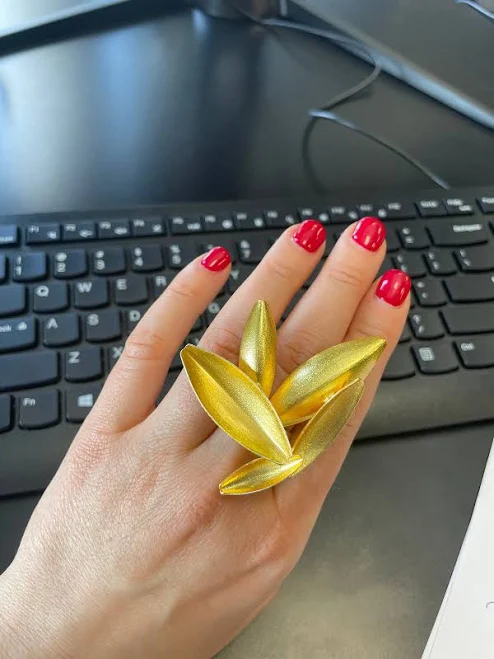 Unique Vintage Sculptural Gold Statement Ring