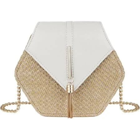 Women's Straw Crossbody Bag with Tassel