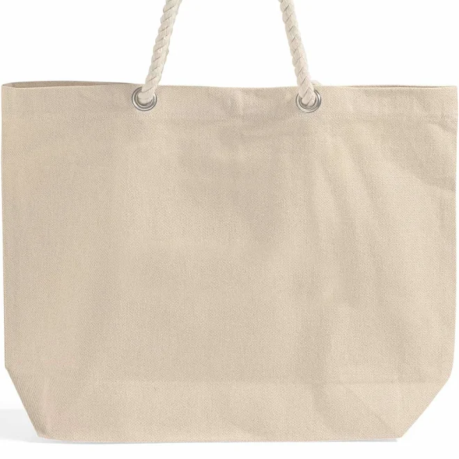 Canvas Beach Tote Bag with Rope Handles