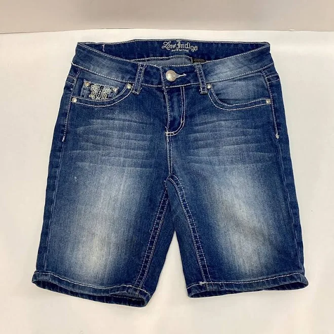 Love Indigo Premium Embroidery Western Bermuda Jean Shorts Women’s