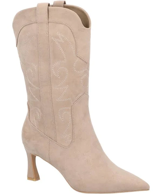 Madden NYC Women's Faux Suede Heeled Western Booties