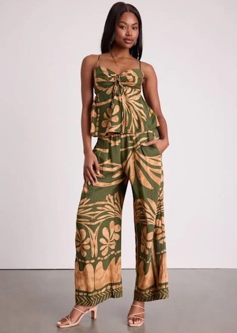 Lulus Boho Print Wide-leg Pants