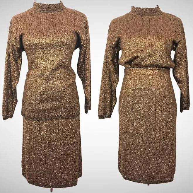 80's 90s Petite M Knit Sweater Skirt Set