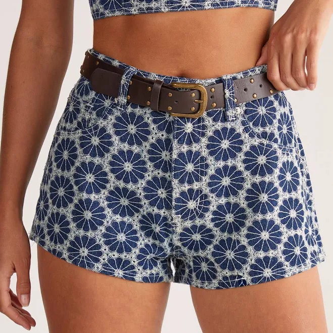 Nasty Gal Floral Embroidered Denim Shorts