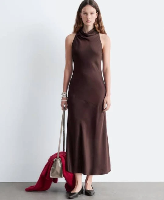 & Other Stories Cowl-Neck Satin Midi Dress