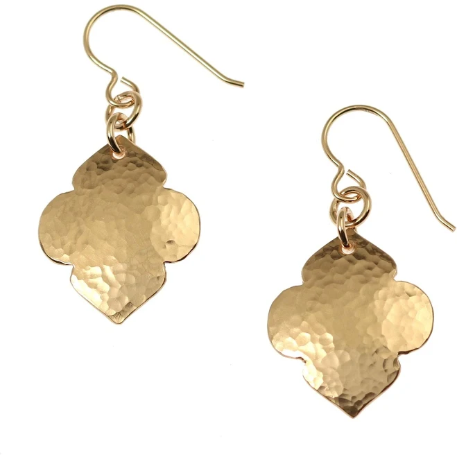 Hammered Bronze Quatrefoil Drop Earrings
