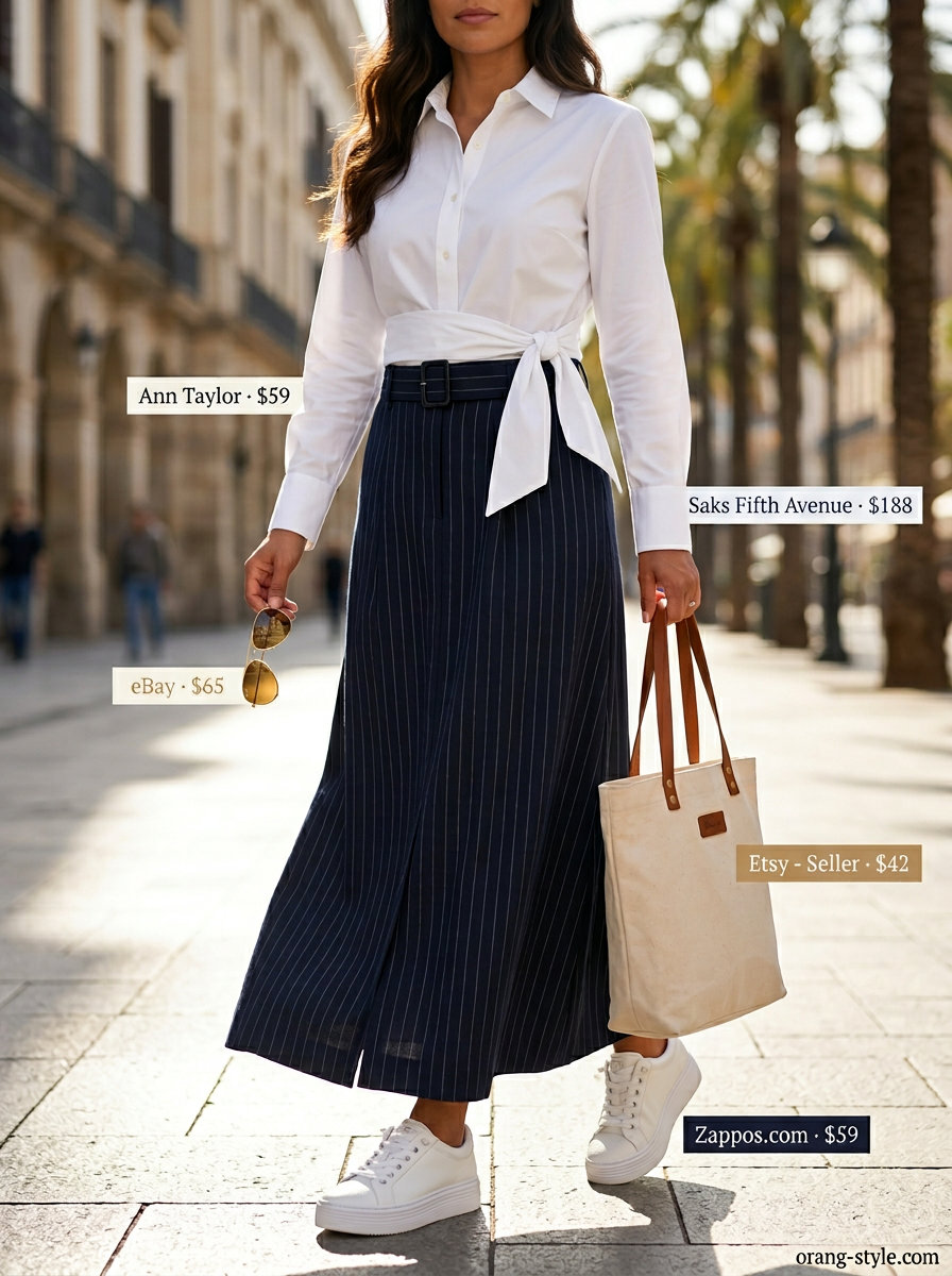 Coastal traveler's summer crop top with maxi skirt outfit 2026. Effortless travel style.