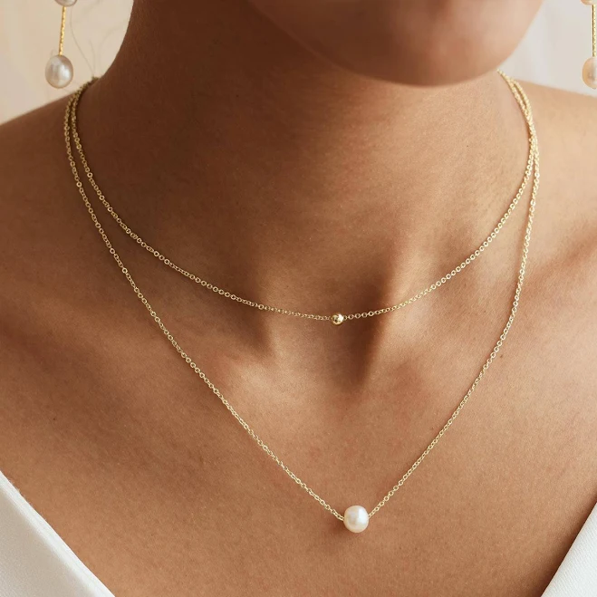 accessory 14K Gold Bead Choker Necklace with Dainty Pearl Layered Etsy - MrsQCreation $20.59