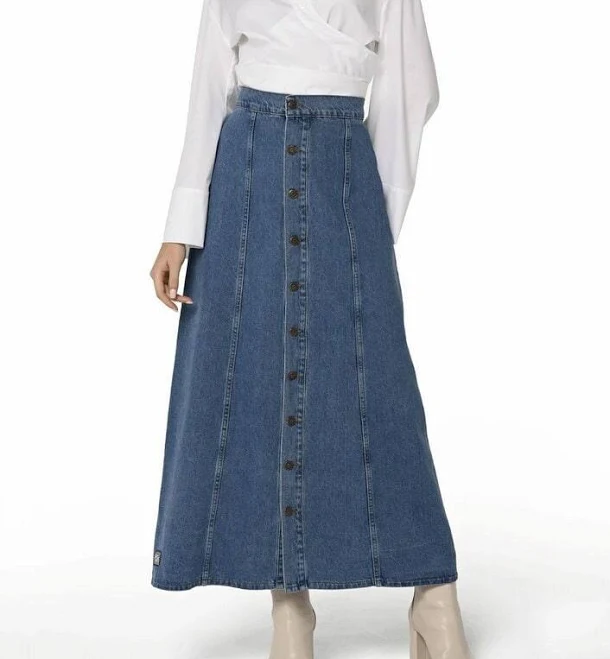 skirt A-Line Long Full Length Denim Maxi Skirt Etsy - Seller $74
