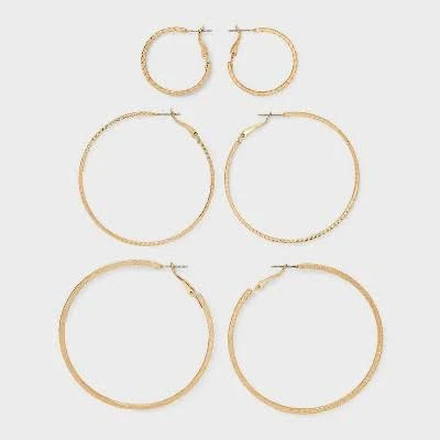 accessory A New Day Classic Thin Hoop Earring Set Target $6.39