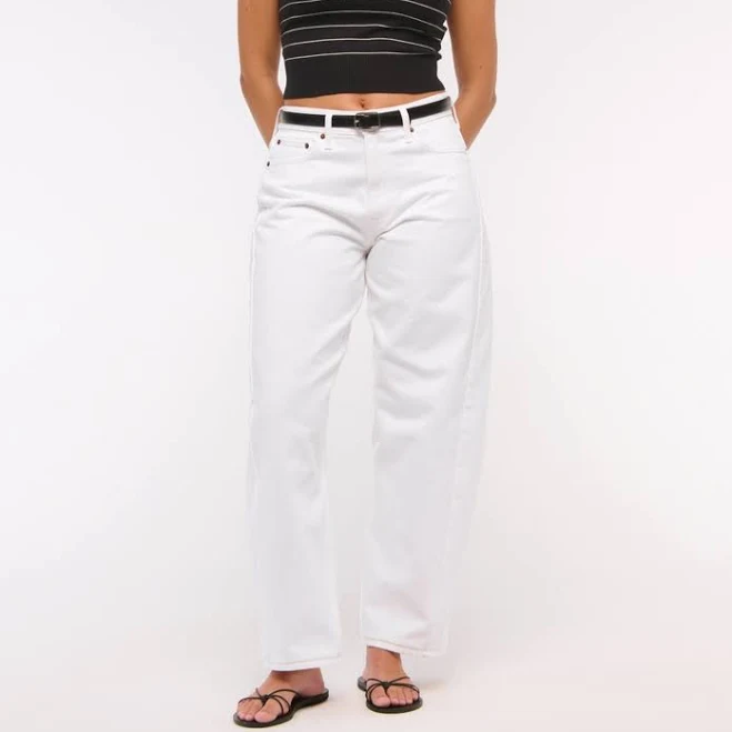 jeans Abercrombie & Fitch Women's Curve Love Mid Rise Barrel Jean Abercrombie & Fitch $26.97