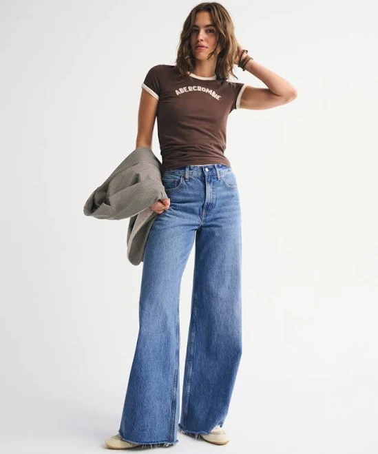 jeans Abercrombie & Fitch Women's High Rise Wide Leg Jeans Abercrombie & Fitch $59.99