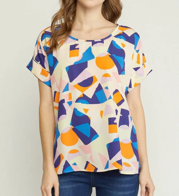 top Abstract Printed Top Violet Skye Boutique $52