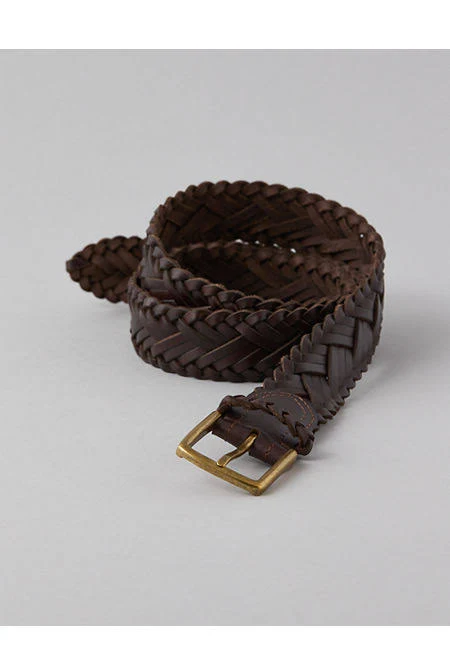 accessory AE Braided Leather Belt Men's American Eagle Outfitters $14.97