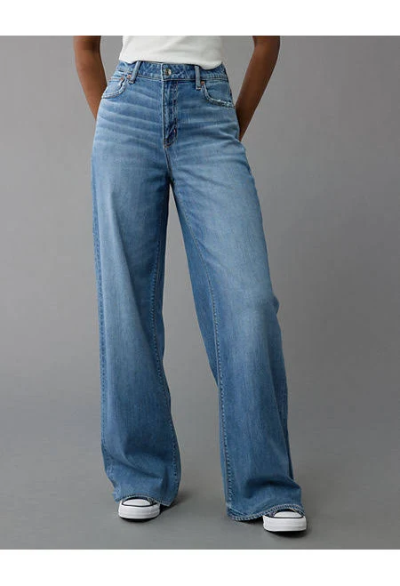 jeans AE Dreamy Drape Stretch Super High-Waisted Baggy Wide-Leg Jean American Eagle Outfitters $44.96
